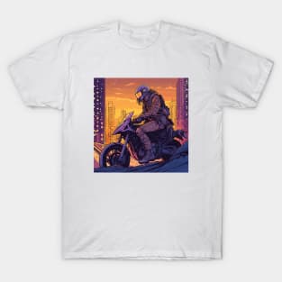 Cool biker futuristic landscape T-Shirt